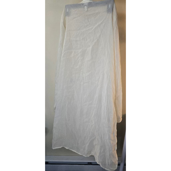 Women's Eileen Fisher Organic Linen Long Shirt Dress Ivory Medium - Picture 7 of 16